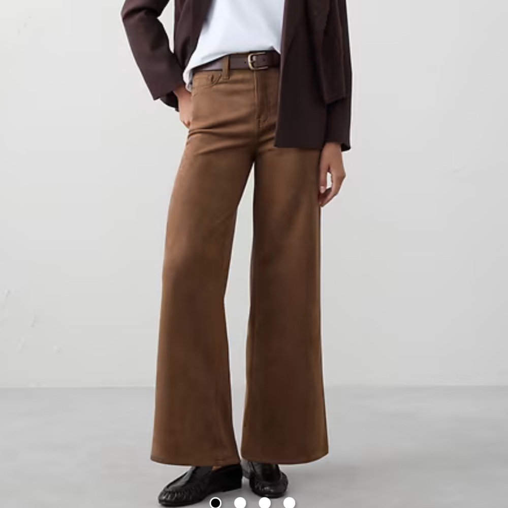 High rise wide leg faux suede pant